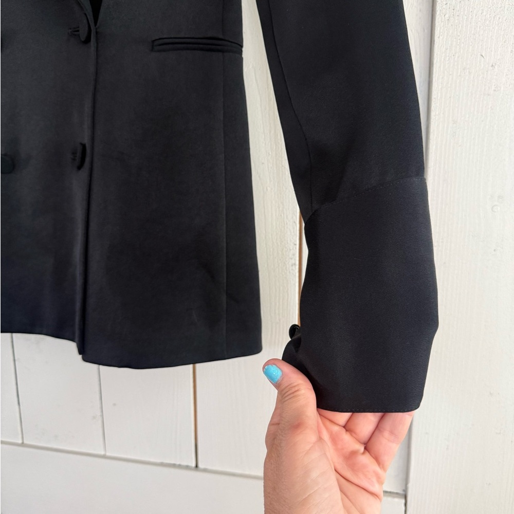 rag & bone Black Double-Breasted Satin-Trim Blazer - Picture 4 of 6